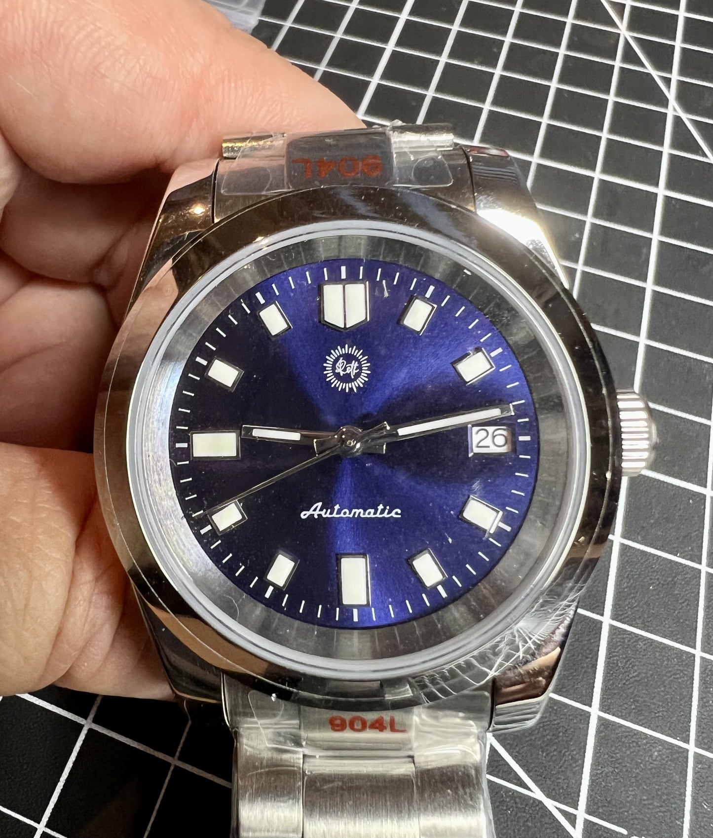 39mm Automatic Watch with NH35, Datejust Style Case, Blue Sunburst Dial, Oyster Bracelet