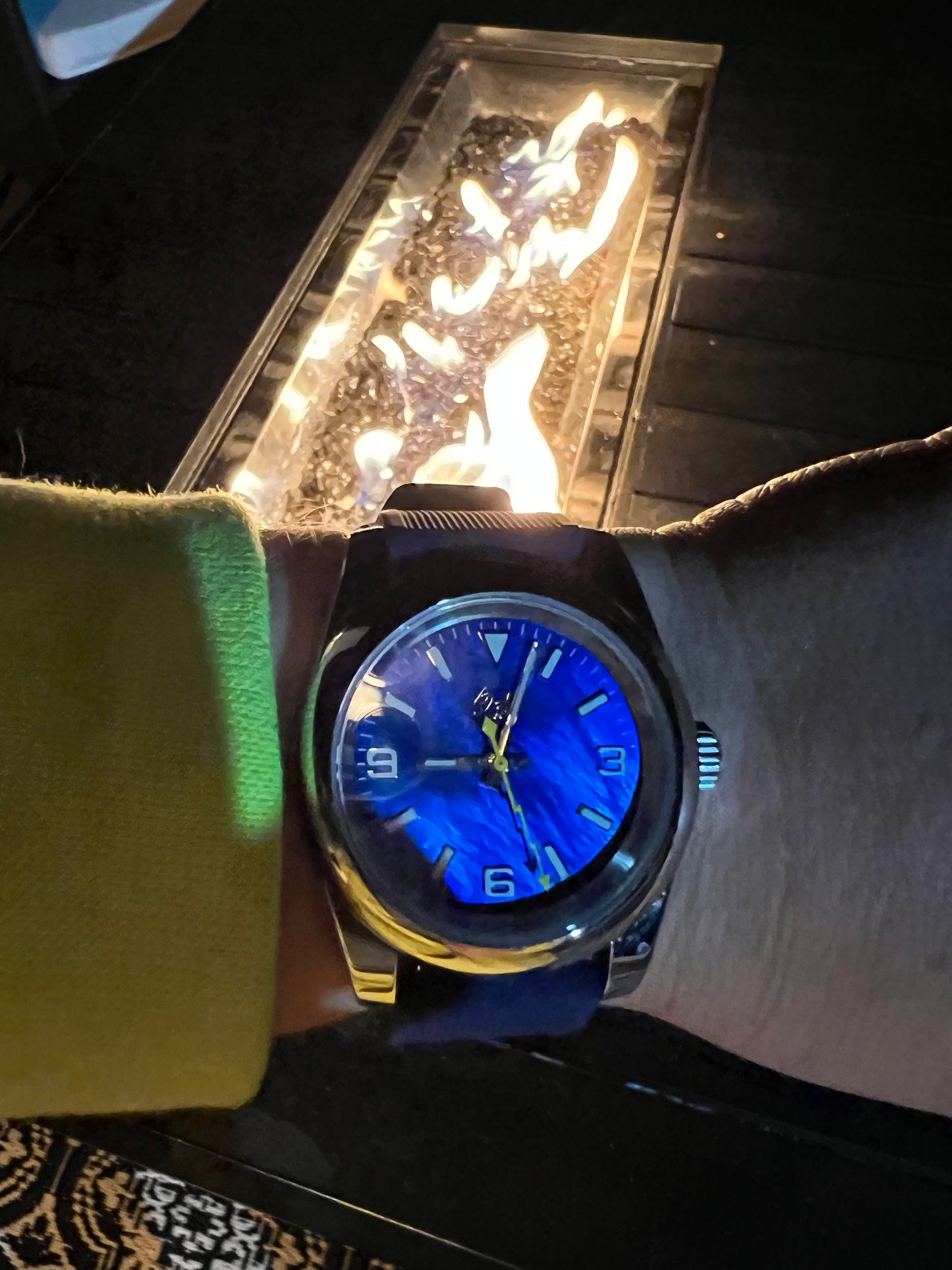 39mm Automatic Watch, NH35 Movement, Blue Mother of Pearl Dial w/Cordura Fabric Strap