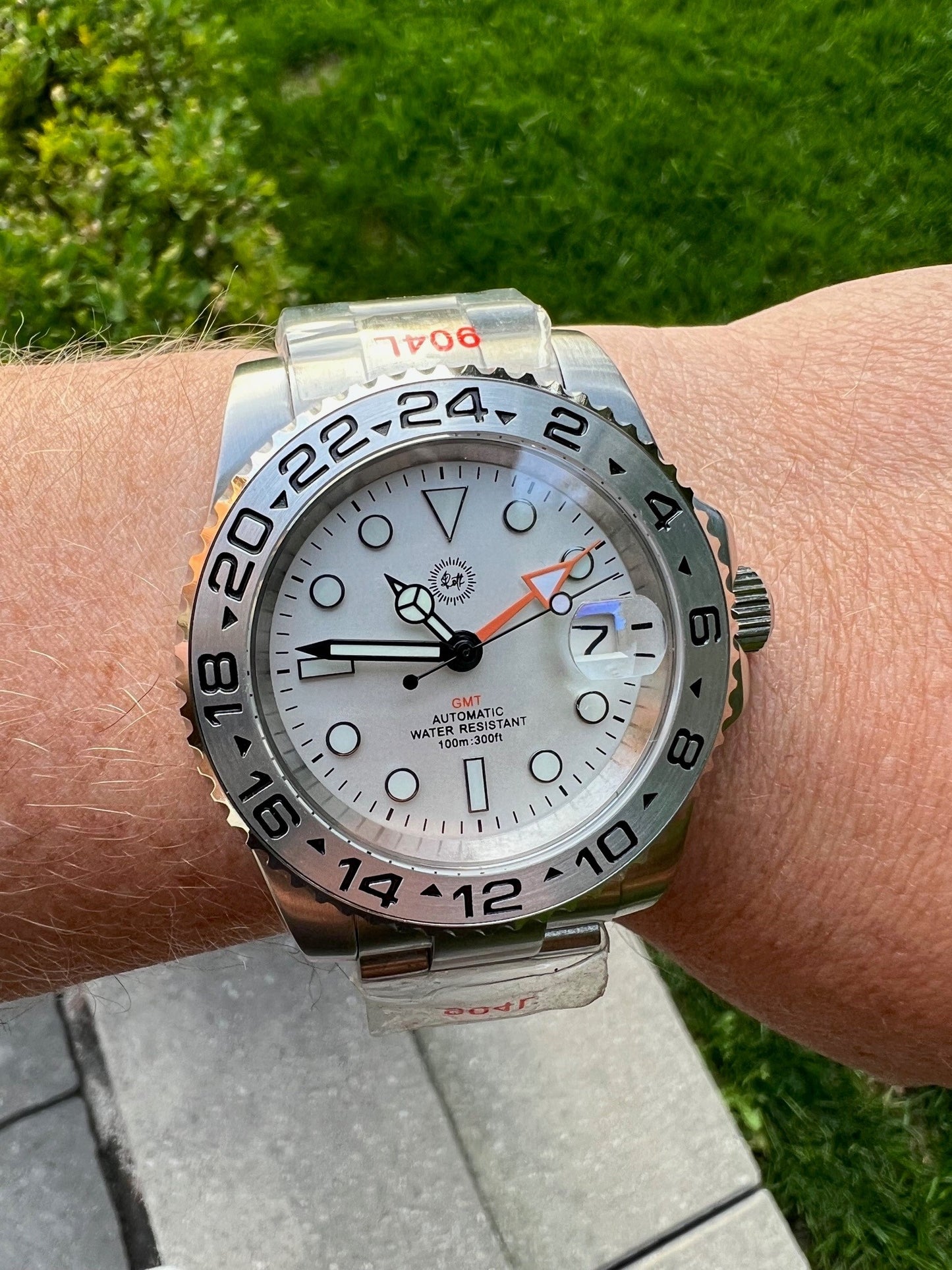 Polar White - "Explorer II" style GMT Automatic Watch w/ N34 Movement, Stainless Steel Bracelet