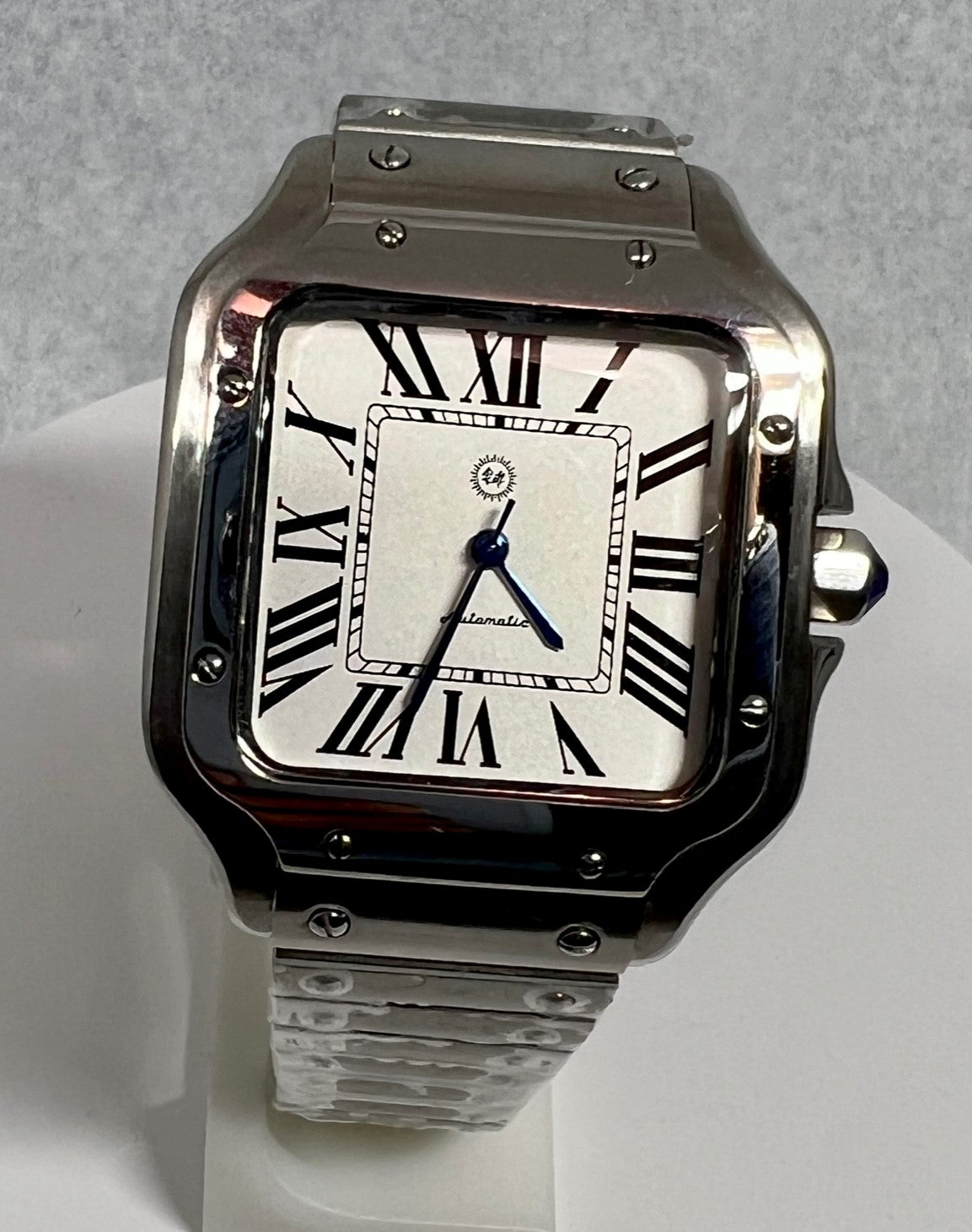 38mm Santos-style Automatic Watch w/ N35 Movement, Stainless Steel Bracelet
