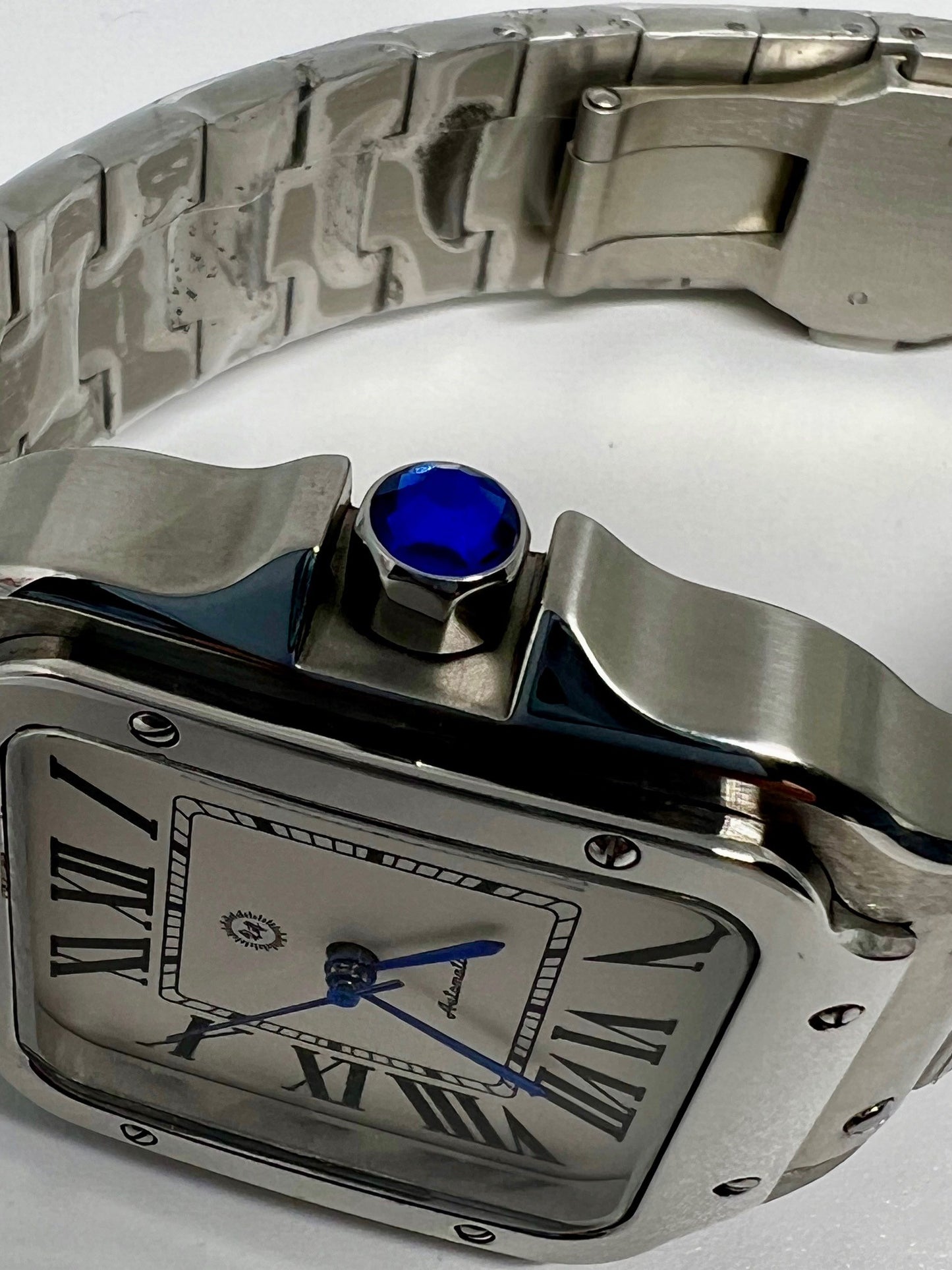 38mm Santos-style Automatic Watch w/ N35 Movement, Stainless Steel Bracelet
