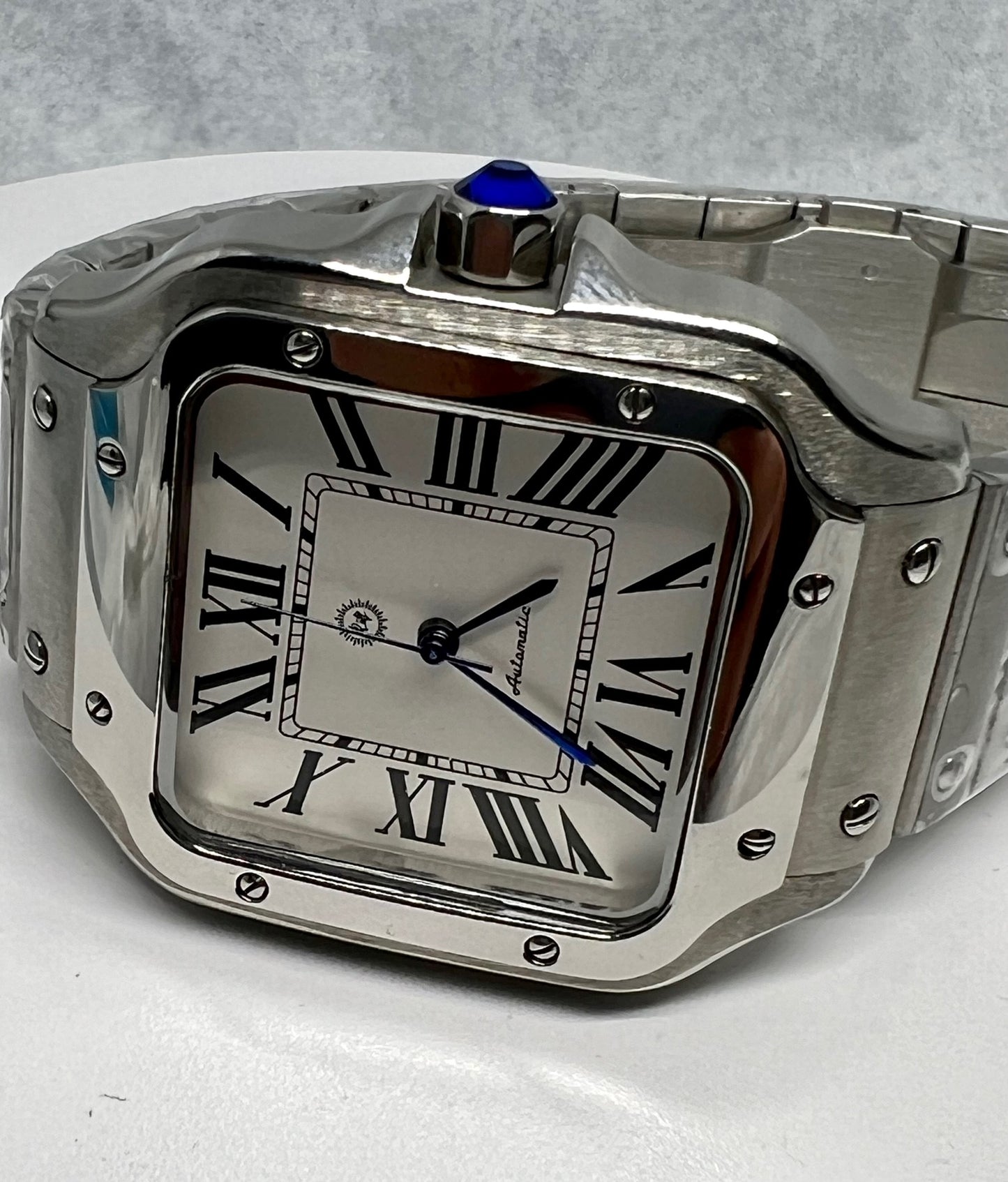 38mm Santos-style Automatic Watch w/ N35 Movement, Stainless Steel Bracelet