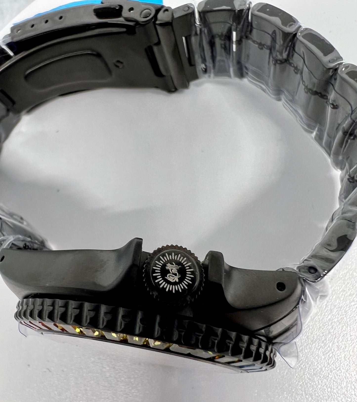 Rainbow Bezel SKX-Style Automatic Watch - w/ N35 Movement, Black Stainless Steel Case & Bracelet